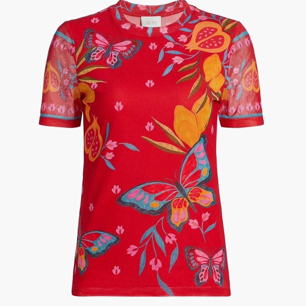 NWT Johnny Was Red Floral Butterfly Blouse SOLD OUT ONLINE
